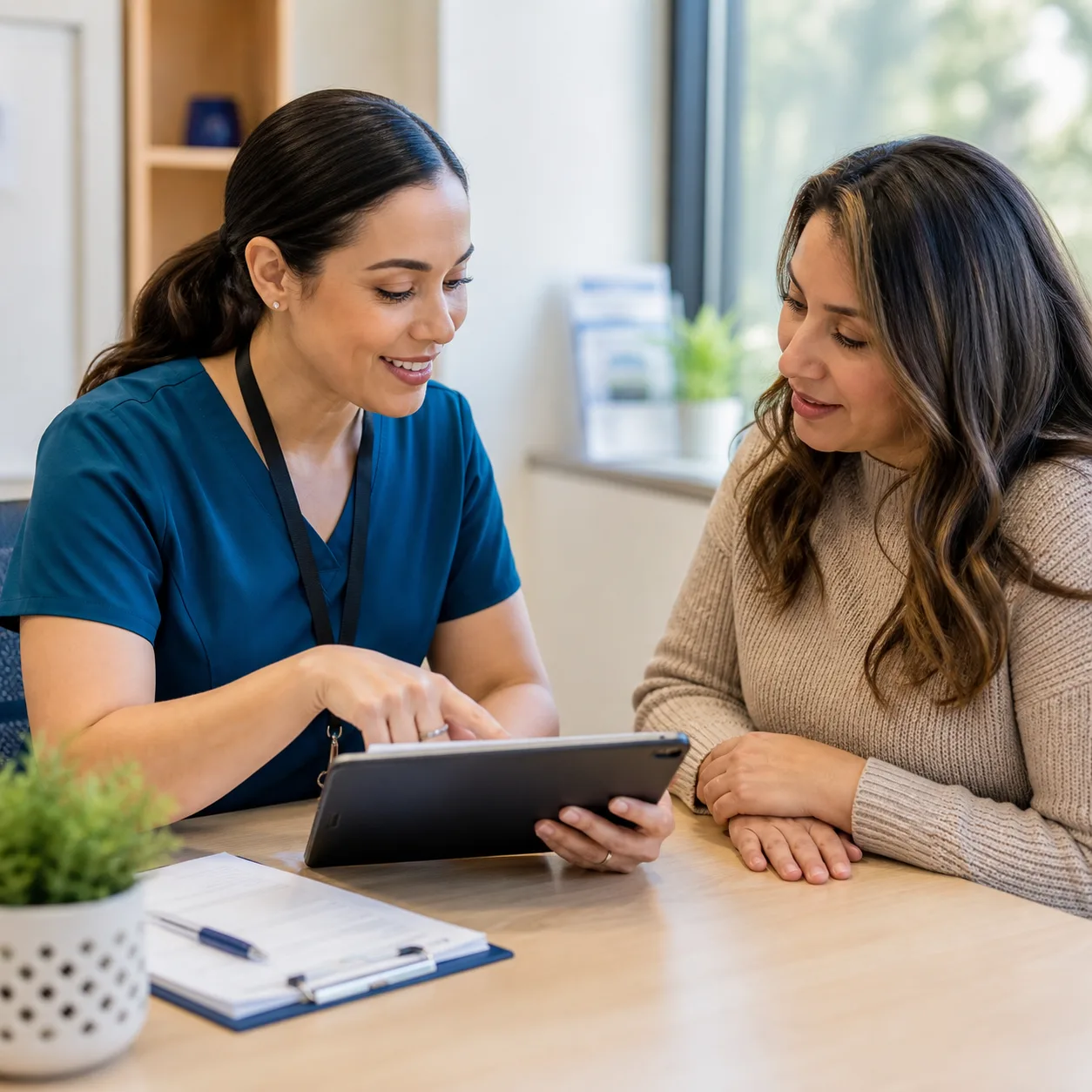 Patient asking insurance and visit questions at All American CHC