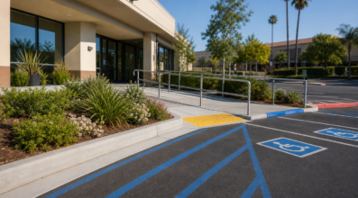 Accessible clinic parking and entrance ramp