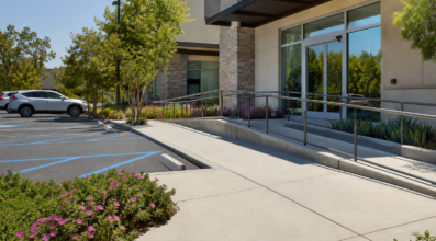 Clinic accessible entrance and parking area