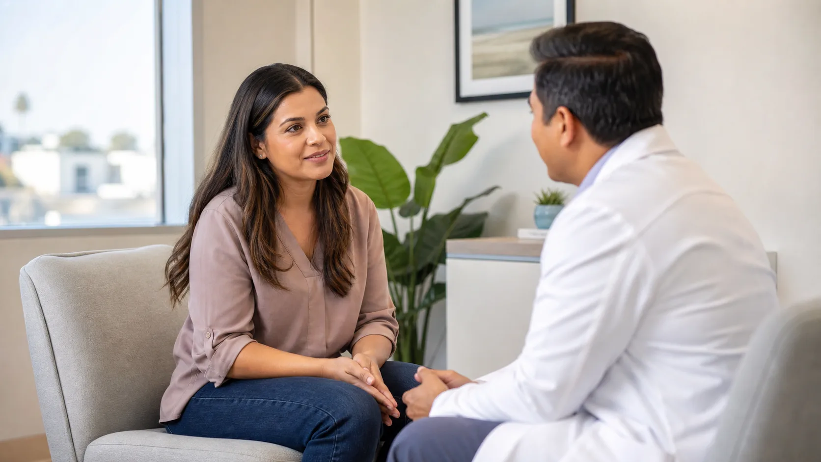 Patient speaking with a clinician about depression support at All American Community Health Center
